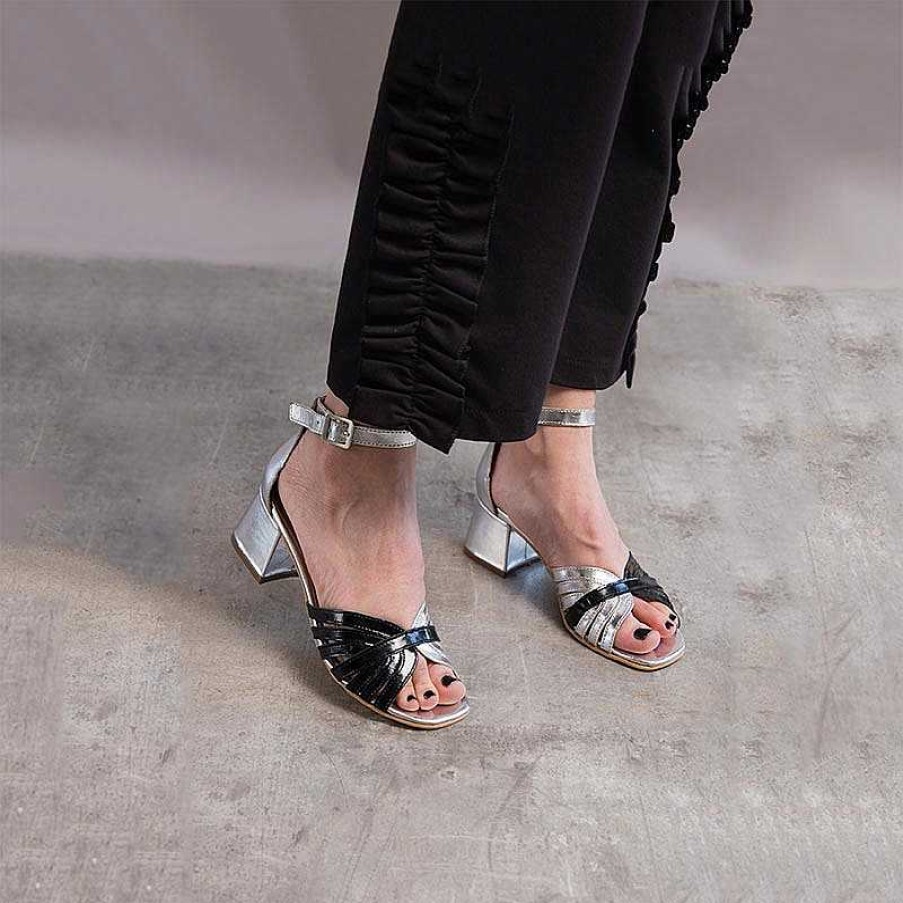 La Leopolda | Sandalias Plata Y Negro Emma